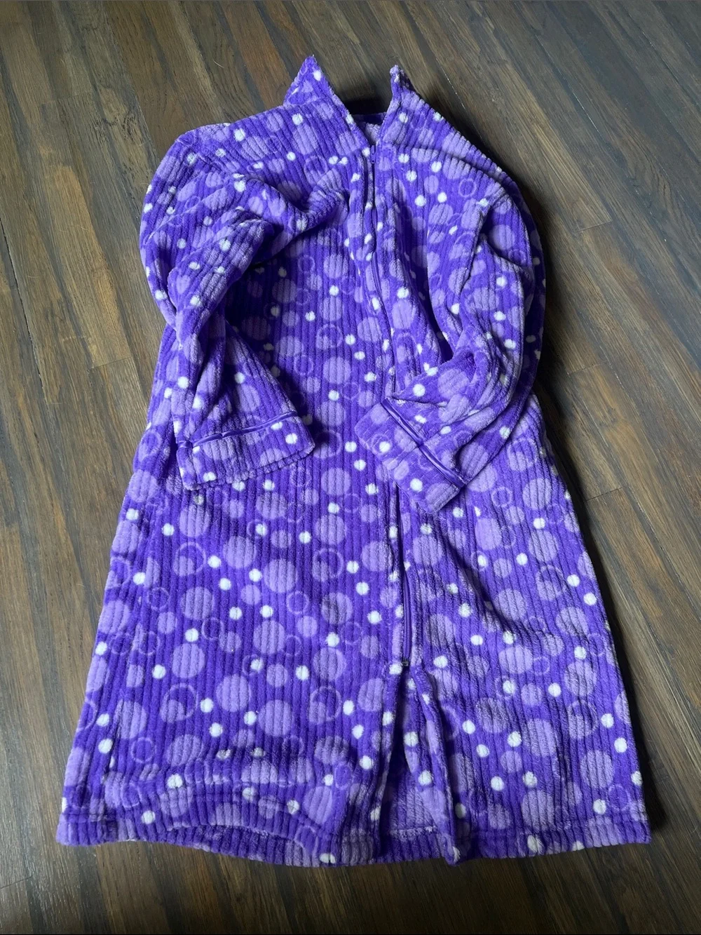 Cozy Purple Polka Dot Hooded Robe